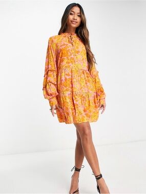 YAS Yasazalo Printed Floral Mini Dress Size M Never Worn